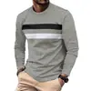 Camisetas de Manga Larga para Hombre con Bloques de Color Otoño e Invierno Europeas y Americanas, Cuello Redondo, Tops Casuales Cortavientos, Camisetas Deportivas