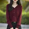 Cárdigan de Punto con Capucha y Mangas Largas de Osmanthus para Mujer, Otoño e Invierno, Lana Fina de Imitación, Suéter Chaqueta Holgado Versátil