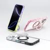 Adequado para Capa de Celular com Suporte Giratório Apple 18Promax Iphone17/16 Capa de Celular Magnética com Cor Gradiente Contrastante