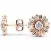 Deseo Venta Caliente Pendientes de Diamante de Girasol Chapado en Oro Rosa de 14K Joyería Pendientes de Girasol Naturales Regalo de Aniversario