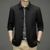 Chaqueta Genuina para Hombre 2025 Casual para Hombres de Mediana Edad y Mayores Ropa para Papá Negocios Solapa Botón Estilo Delgado Primavera y Otoño para Hombre