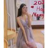 Camisola de Verão Borboleta 2025 Nova Alça Bojo Seda Gelo Pijama Sexy Renda Malha Primavera e Outono Roupa de Casa Feminina