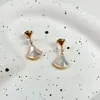 Baojia Design de Moda Inlaid Ventilador Fritillaria Zircônia Brincos Pequenos Estilo Saia Design de Nicho Brincos Avançados