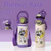 Termo Disney para Niños Niñas Niños Estudiantes Taza con Popote Botella de Agua Acero Inoxidable 316 Preescolar Elsa