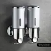Dispensador de sabão em aço inoxidável, montado na parede, bomba manual, para gel de banho, adequado para banheiros de hotel, dispensador de sabonete líquido galvanizado