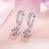 Brincos de Diamante com Seis Garras para Mulheres 2024 Novos Brincos Modernos de Alta Qualidade Brilhantes Exquisitos Fashionáveis Personalidade Acessórios de Orelha