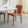 Silla de comedor de cuero de silla de montar, silla minimalista italiana para el hogar con respaldo, silla moderna simple estilo nórdico para hotel, de lujo ligero, de alta gama