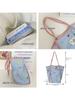 Bolsa de Lona Azul Fresca Pequeña con Letra Bolso Tote de Gran Capacidad Relajación Bolsa de Viaje para Estudiante Universitaria para Ocio