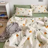 Conjunto de cama minimalista estilo Nantong de quatro peças, adequado para todas as estações, feito de algodão com estampa reativa