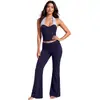 Conjunto de camiseta sin mangas deportiva transpirable apta para la piel, pantalones versátiles de microcampana, top de fitness, conjunto de dos piezas, traje de entrenamiento ajustado adelgazante