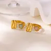 Anillo Geométrico de Cuerpo Ancho Estilo Coreano Retro Ojo de Gato para Mujer Piedra Rosa Anillo Abierto Moda para Dedo Índice de Mujer