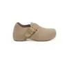 Sandálias Birkenstock de couro legítimo para mulheres que aumentam a altura em 4,5 cm, duas versões: mules de camurça com bico redondo, tira de fivela e sola grossa