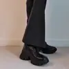 2026 Novas Botas de Motocicleta de Renda com Cadarço e Solado Grosso Estilo Britânico para Mulheres, Moda Outono Tendência Coreana Botas Martin Aumentadoras de Altura