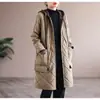 Nueva Chaqueta Acolchada de Algodón de Longitud Media Versátil Otoño e Invierno 2024 Moda Simple Cuadros Rombos Engrosada Capucha Costura Chaqueta Acolchada de Algodón para Mujer