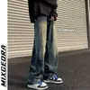 Jeans Retrô Primavera e Outono Masculino Reto Largo Tendência Perna Larga Streetwear Americano Versátil Casual Calça Longa para Homem