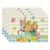 Mantel de Pascua transfronterizo lino patrón de huevo conejo impreso mantel de mesa fiesta atmósfera festiva vajilla decorativa