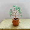 Venta Caliente Transfronteriza Grava de Cristal Natural Árbol del Dinero Base de Ágata Tejida a Mano Planta en Maceta de Cristal Decoración para Coche