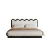 Luz flotante de cama lujo simple moderno dormitorio principal cama de cuero genuino cama de alta gama elegante bolsa suave estilo crema italiano cama de cuero colgante