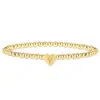 Pulsera de moda para mujer de oro con amor, 26 letras, pulsera de cuentas de oro de 14K, iniciales en forma de corazón, accesorios de joyería elásticos