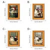 Gatinho de Natal com Laço e Chapéu de Papai Noel Tomando Banho na Banheira, Porta-Retrato Magnético de Madeira de Camada Dupla Ímã de Geladeira