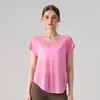 Top casual de manga corta para correr, deportes, yoga, Pilates, cubrepiernas de entrenamiento, camiseta de fitness, ropa de secado rápido, corte holgado y adelgazante
