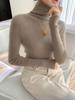 Suéter de cachemira pura de cuello alto entallado para mujer, suéter adelgazante para otoño e invierno, nuevo suéter de base interior ajustada de alta gama