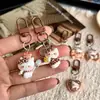 Chaveiro de Gato Cartoon com Estampa de Leopardo na Cor Café, Pingente Fofo Estilo Ins para Mochilas, Meninas Estudantes, Bolsas e Celulares