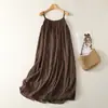Foto Real del Vestido de Tirantes a Cuadros Vintage Original para Mujer, Estilo Suave de Verano, Vestido Largo para Vacaciones en la Playa