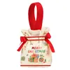 Bolsas de Regalo Navideñas Transfronterizas Personalizadas para Nochebuena, Bolsas de Lona con Cordón de Manzana, Bolsas de Dulces de Santa para Niños