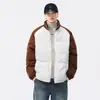 Chaqueta de Algodón con Cuello Alto para Hombre Tendencia Invierno Cortavientos Forro Polar Algodón Engrosado Abrigo Pareja Chaqueta Acolchada Gruesa de Algodón Superior Hombre