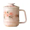 Taza de Té de Flor de Durazno Pintada a Mano Color Rosa Durazno de Fábrica Taza de Cerámica para Oficina Taza para Beber Té Taza de Agua de Aspecto Elegante para Niñas Taza Individual