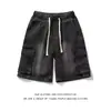 Pantalones Cortos de Mezclilla para Trabajar Transfronterizos para Hombre, de Verano, Tendencia, Holgados, Pierna Recta, Bolsillo Grande, Pantalones de Cinco Puntos, Estilo Hong Kong, Casual, Delgados, de Largo Medio