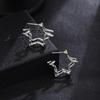 Brincos de Estrela de Cinco Pontas Dupla Camada Textura de Personalidade Agulha de Prata Luxo Leve High-end Estilo Metal Ins Moda Elegante