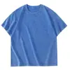 Camiseta de Algodão Lavada Estilo Vintage de Manga Curta 230g, Camiseta Respirável de Cor Sólida Unisex de Algodão Puro para o Verão, Personalizável