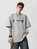 Camiseta de Manga Corta Estilo Americano de Peso Pesado con Estampado de Letras para Hombre, Marca Nueva de Tendencia Verano 2025, Camiseta Casual Holgada de Media Manga
