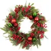 Bestseller transfronteiriço: Guirlanda de Natal artificial com guirlanda de frutas vermelhas e fruta da sorte, decoração de casa, guirlanda de cipó para pendurar na porta, para pendurar na parede