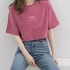 Camiseta coreana de estilo de cuello redondo y manga corta para mujer en verano, holgada, con estampado de plantas, de algodón blanco, ins super hot, top de media manga para estudiante