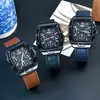 Nuevo Reloj para Hombre Popular Transfronterizo Deportivo para Hombre Luminoso Impermeable de Cuero con Calendario para Hombre Venta al por Mayor