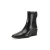 Botas de tacón de cuña cómodo y silencioso con punta cuadrada pequeña, finas y versátiles de invierno 2024, con tacón alto y pierna elástica para mujer