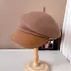 Japão CA4 couro PU ao longo da aba boné de outono e inverno infantil quente de feltro boné de jornaleiro lã australiana pressão lateral boné militar