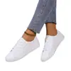 Otoño 2025 Nuevos Zapatos Planos Blancos de Encaje para Exportación Talla Grande para Mujer Zapatos con Paneles de Cuero Zapatos Casuales Negros para Estudiantes para Mujer