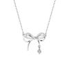 Colar pingente laço coração de menina corrente clavícula fresca incrustada com diamantes presente design de nicho senso de design colar versátil