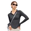 Roupas de proteção solar de manga longa para o verão, lazer ao ar livre, zíper parcial, roupas esportivas para yoga, secagem rápida, respirável, justas, roupas de ginástica, atacado