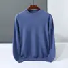 Suéter de Cachemira Nuevo de Cuello Redondo Otoño e Invierno para Hombre Color Sólido Holgado Engrosado Suéter de Punto Básico Suéter de Lana Top Cálido