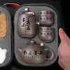 Conjunto de Chá Presente Conjunto de Chá Portátil para Viagem Zisha Vidro Copo Rápido Copo de Justiça Uma Panela Seis Copos Separação de Água e Chá Conjunto Completo