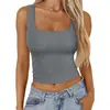 Camisole Tank Top Transfronteiriço Europeu e Americano da Amazon para Meninas Quentes, Peça de Roupa Externa de Verão, Gola Quadrada, Cropped, Sem Mangas, Top de Roupa Íntima Feminina