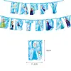 Festa Temática de Aniversário Congelante Prato de Papel Louça Elsa Anna Princesa Bandeirola Pendurada Balão Inserção de Bolo