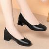 Fabricante Entrega Zapatos de Cuero de Aeromoza Suela Suave Punta Redonda Tacón Grueso Zapatos de Trabajo para Mujer Negros Hotel Formal Zapatos para Entrevista Zapatos para Mujer