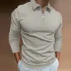 POLO con Cremallera de Manga Larga para Hombre Comercio Exterior Transfronterizo Europeo y Americano Camisa POLO Rayada Casual
