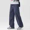 Pantalones Casuales de Pierna Ancha Curvos de Estilo Americano de Moda Otoñales para Hombre Pantalones Largos Casuales Sueltos y Caídos para Hombre